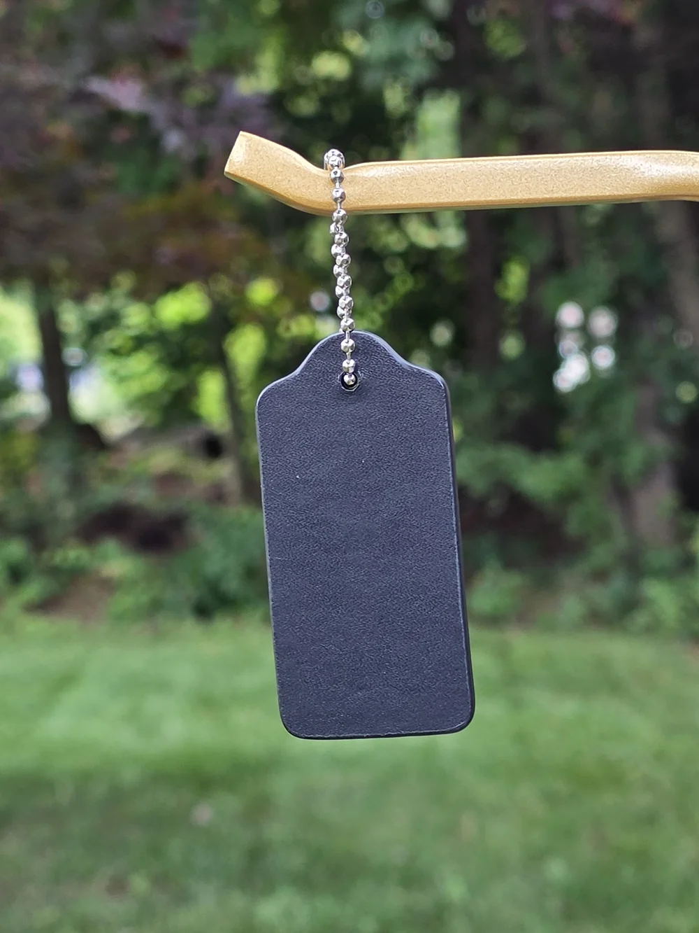 Coach Black Leather Hangtag W/Silver & Spare Gold Ball Chain